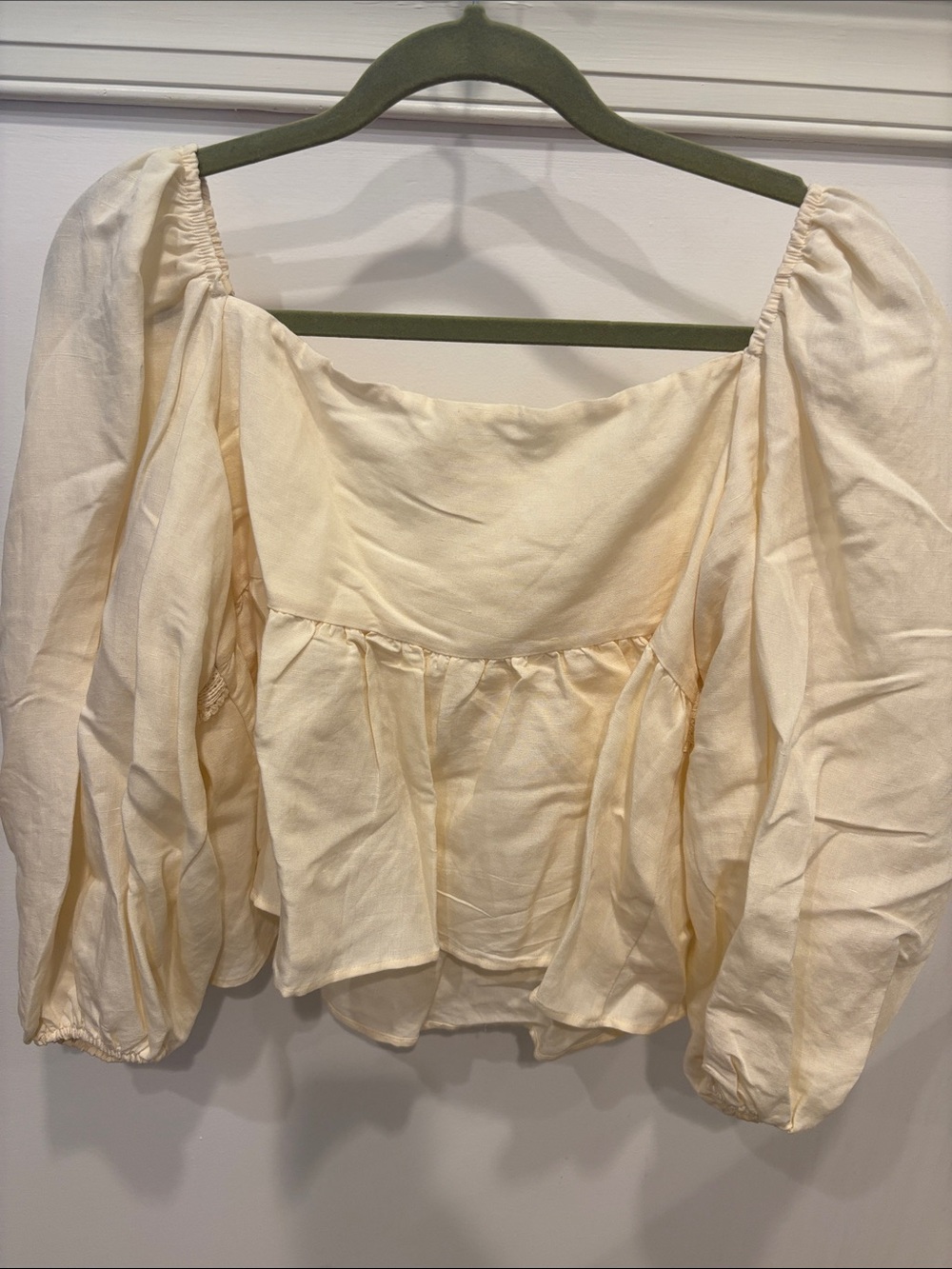 Anthropologie Cream Crochet-Trim Peasant Blouse - Picture 3 of 3